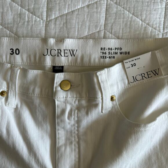 J.Crew Women's Slim Wide-Leg White Jeans High Rise Denim Size 30 New - Picture 7 of 12